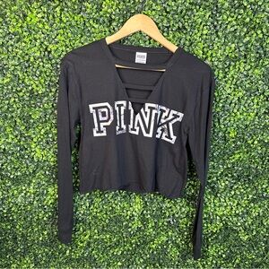 Victoria secret pink black crop long sleeve